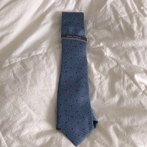 Nautica Blue Neck-Tie w/ Red Poke-dots